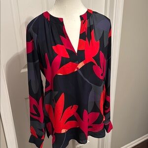 Floral Red and Black Women's Top